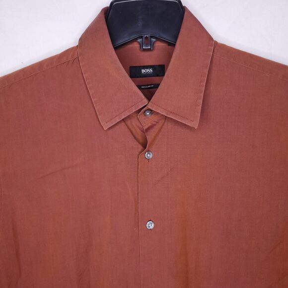 Hugo Boss Shirt Mens 16.5 Regular Fit Cotton Preppy Office - Picture 1 of 11